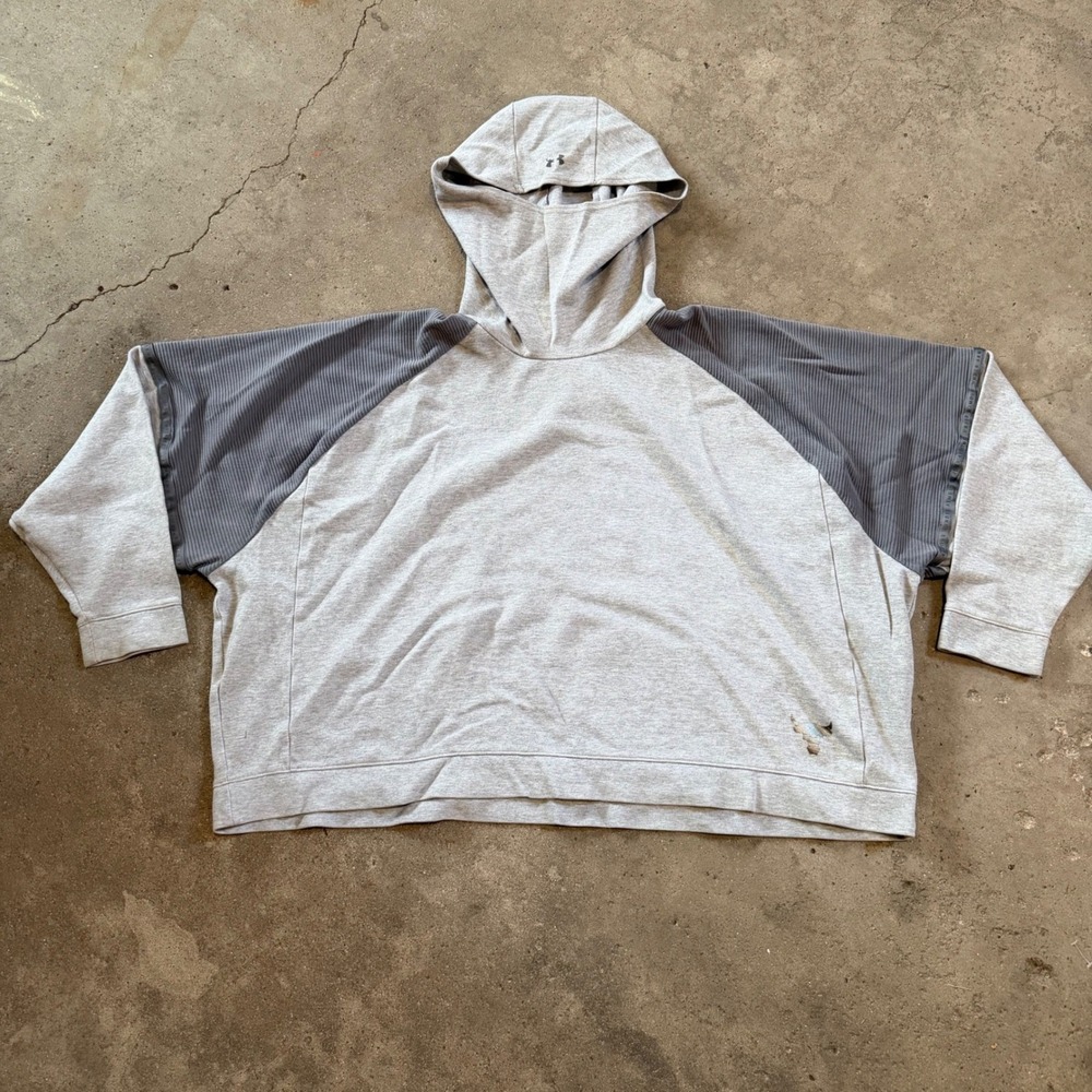Under Armour Project Rock Hoodie Men Medium Gray All Day Hustle Workout Oversize